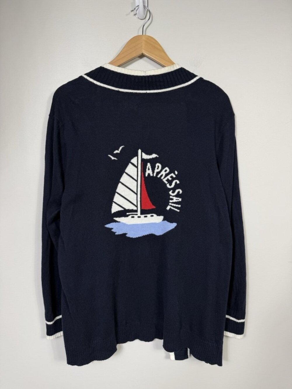 Talbots Women Cardigan 2X Navy Blue Open Cardigan Apres Sail Nautical Preppy